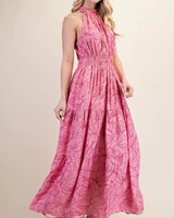 Blush Pink  Floral Halter Dress