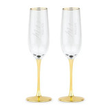 Gold Accented Champagne Flutes - Mr. & Mrs. 
