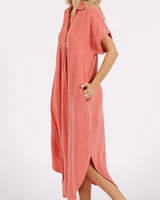 Coral Mineral Washed Midi Dress