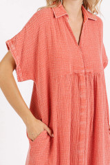 Coral Mineral Washed Midi Dress