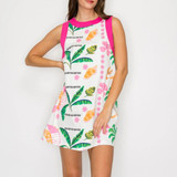 Pink Tropical Mini Shift Dress