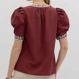 Leopard Trim Top