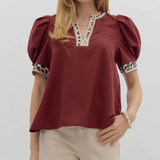 Leopard Trim Top