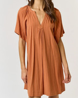 Striped Flutter Sleeve Dress