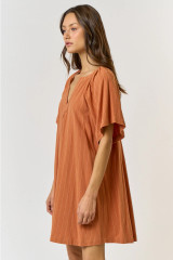 Striped Flutter Sleeve Dress