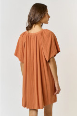 Striped Flutter Sleeve Dress