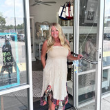 Smocked Patchwork Mid-Length Dress