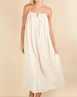 Copy of Pleated Solid Woven Midi Dress in Matural