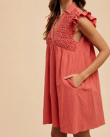 Babydoll Ruffle Sleeve Mini Dress