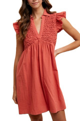 Babydoll Ruffle Sleeve Mini Dress