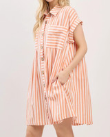 Orange Stripe Button Down Shirt Dress - Gameday Orange Stripe Button Down Shirt Dress - Gameday