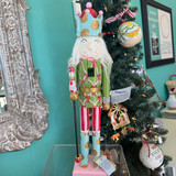 Bow & Jolly Stripe Whimsical Hand-Painted Nutcracker