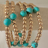 Turquoise Beaded Stretch Bracelet Set 