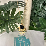 Starburst Black Pendant Necklace 