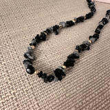 Black Stone Chips Toggle Necklace 