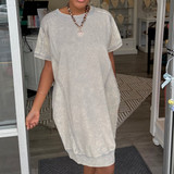 Casual Terry Acid Wash Dress 