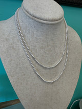3mm Sterling Silver Beaded Necklace- 16", 18", 20" 