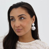 Statment Clip Silver Disc Earrings 