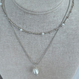 Pearl Layered Fashion Necklace in Silver