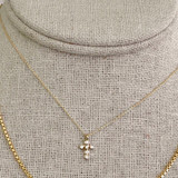 Tiny Pave CZ Cross Necklace