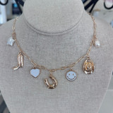 Western Theme Charm Fashion Necklace - Gold