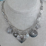 Heart Theme Charm Fashion Necklace - Silver