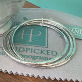 New Triple Sterling Silver Hammered Bangle Bracelet