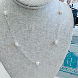 Pearl Station Sterling Silver Necklace 