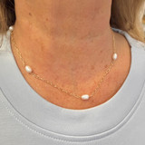 Freshwater Pearl Necklace – 14K Gold Plated Sterling Silver