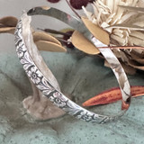 Flower Detail Artisan Bangle Sterling Silver Bracelet