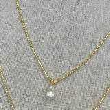 CZ Pearl Pendant 14K Gold Plated Necklace