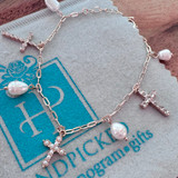 Pearl Cross Charm Paperclip Bracelet Pearl Cross Charm Paperclip Bracelet