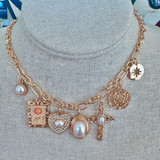 Cross Multi Charm Necklace - Gold
