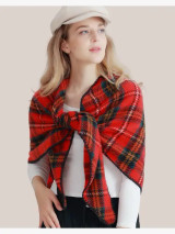 Red Plaid Monogram Triangle Scarf Red Plaid Monogram Triangle Scarf