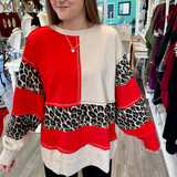 Oversized Leopard Contrast Sweatshirt