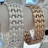 Gold Rows Stretch Bracelet