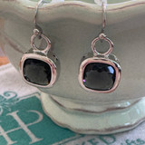 Square Gem Earrings - Black Diamond