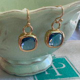 Blue Square Gem Earrings 