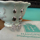 Pave Oval LInked Dangle Silver