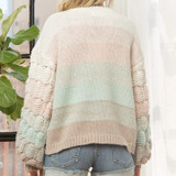 Puff Sleeve Mint Ombre Sweater