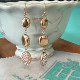 Copy of Gold Pave Oval Linked Dangle Earrings