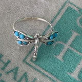 Dragonfly Sterling & Stone Ring - Size 7
