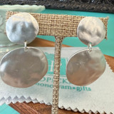 Statement Clip Matte Silver Disc Earrings 