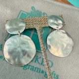 Statement Clip Matte Silver Disc Earrings 