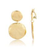 Matte Gold Statement Clip Disc Earrings 