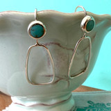 Turquoise & Sterling Silver Long Hook Earrings