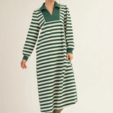 Hunter Green Striped Midi Dress