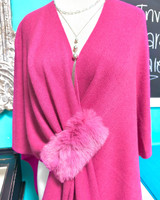 Get stylish Fur Strap Ruana - Pink