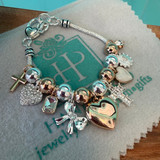 Designer Inspired Two Tone Beaded Charm Bracelet 
