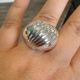 Lined Dome Statement Sterling Silver Ring 